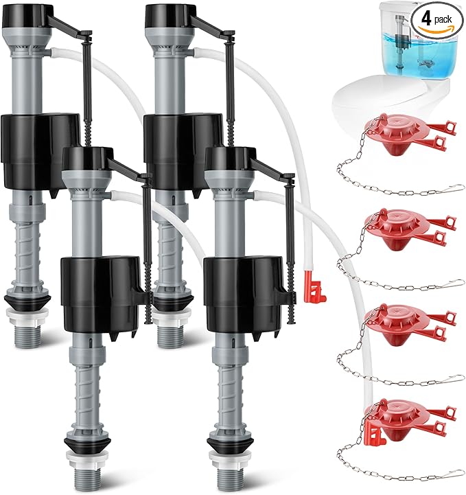 Saillong 4 Sets Toilet Float Replacement Kit, Universal Toilet Flusher Replacement Kit and 2 Inch Flapper Replacements, High-Performance Tank Water Control and Fill Valve