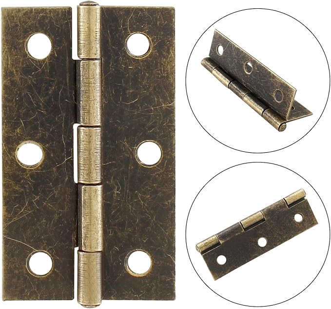 Murtenze 12 Pack 2.5 Inch Cabinet Hinge, Antique Bronze Butt Hinges with Mounting Screws
