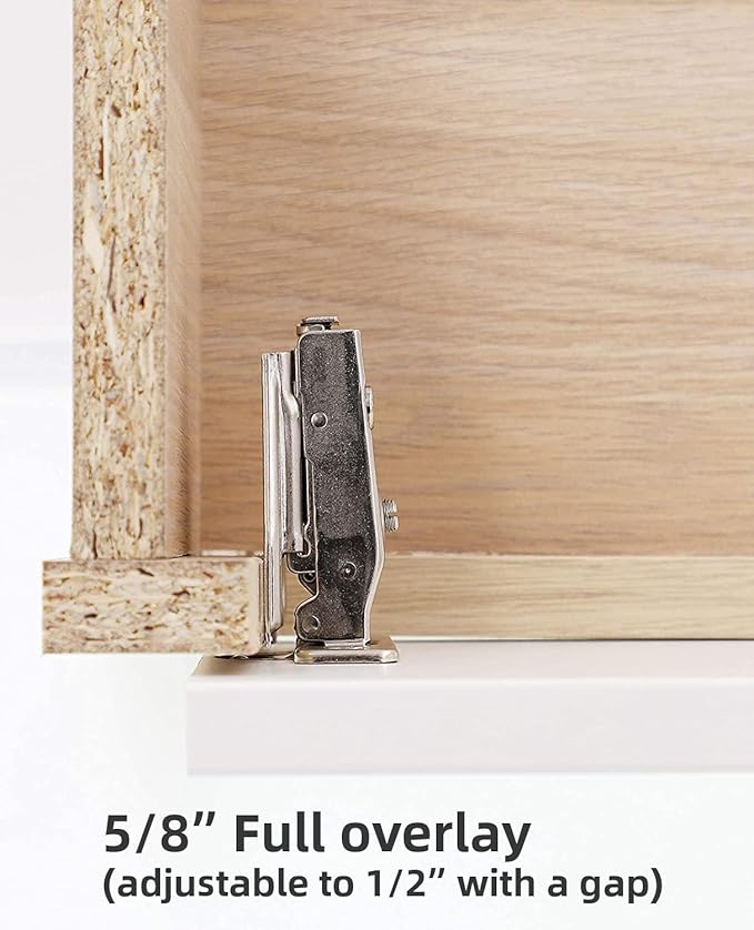 DecoBasics (20 PCS) Full Overlay Soft Close Cabinet Hinges for Kitchen Cabinets - 105° Face Frame Concealed Cabinet Door Hinge -3 Way Adjustability -Clip on Plate & Matching Screw 4 Easy Installation