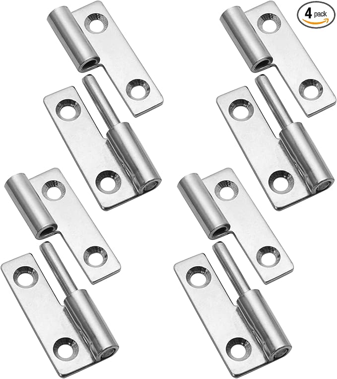 Bonsicoky 4 Pcs Stainless Steel Left Lift-Off Hinges, 2 Inch Detachable Slip Joint Small Flag Hinges with Screws
