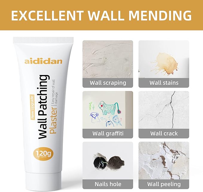 2pcs Drywall Repair Kit Hole Repair Patch Kits Wall Spackle Repair Paste Wall Mending Agent Quick Fix Solution for Home Wall, White Repair Putty Plaster Dent & Wood Scratch Repair