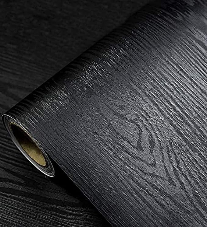 tiltil Black Wood Peel and Stick Wallpaper Wood Contact Paper 11.8" × 590" | Self-Adhesive Wallpaper Removable Waterproof Wall Paper Vinyl for Countertop Furniture Kitchen Countertop Easy to Clean
