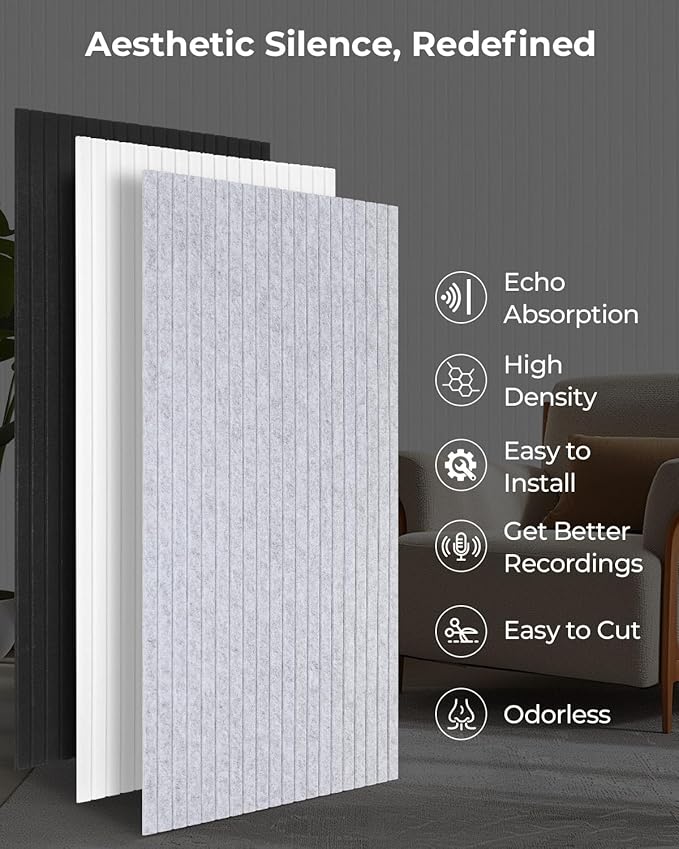 SODOCT 12 Pack Large Acoustic Panels, 47.2" X 23.6" X 0.4" Sound Proof Panels for Walls, High Density Sound Absorbing Panels for Home Studio & Office, Black