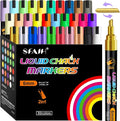 SFAIH Liquid Chalk Markers [1-Second Wet Wipe] No Residue - 6mm 30 Colors [Neon+Pastel+Metallic] Zero Dust Chalkboard Markers for Chalkboard Calendar, Glass, Window, Menus, Labels, Signs, Bistro