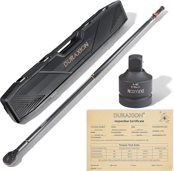 Torque Wrench 1-Inch Drive Dual Range Scales 200-1500ft.lb/271.0-2032.5Nm | ±3% Precision, 24 Tooth Dual-direction Torque Wrenches for Wind Turbines Dockyards Car Truck Repair