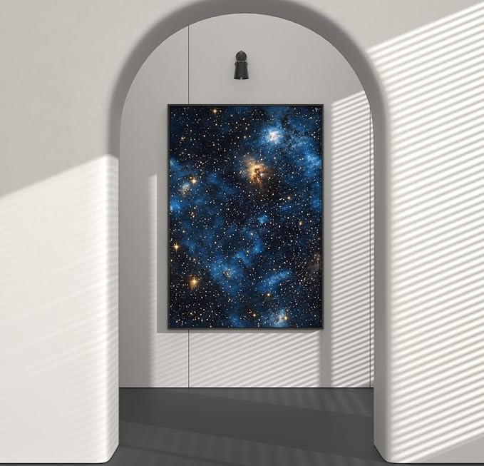 Dark Starry Sky Wallpaper Peel and Stick 17.5"x 787",Black/Blue | Self Adhesive/Removable/Waterproof/Thick Vinyl Extra Long Contact Paper for Bathroom Bedroom Shelf Cabinet Drawer,Prepasted