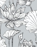 NextWall Lotus Floral Peel and Stick Wallpaper (Gray)