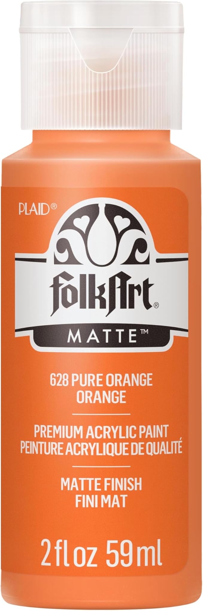 FolkArt Acrylic Paint in Assorted Colors (2 oz), 628, Pure Orange
