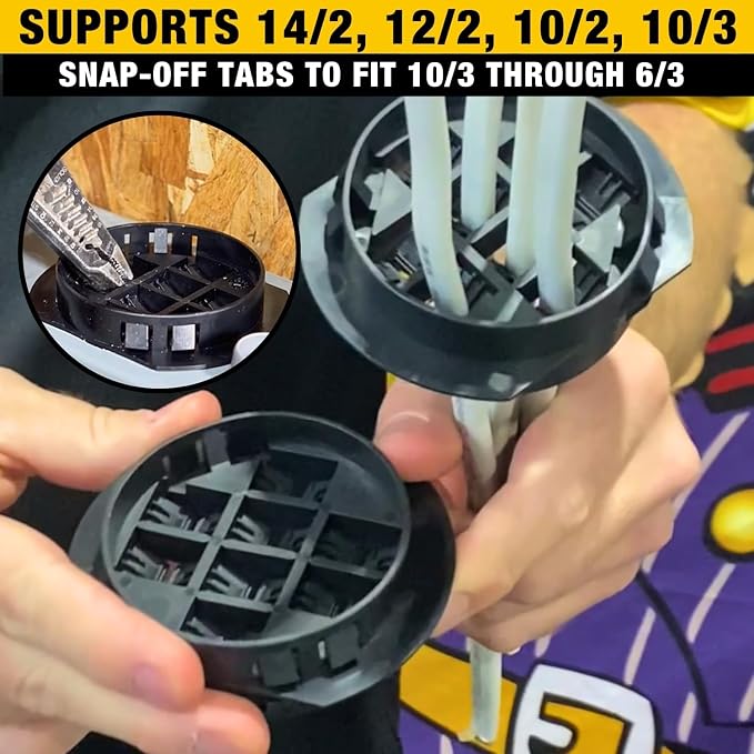 Wire Waffle Connnector for 2.5" KO's - 4 Pack, NM Cable Connector, 16 Cables in 1 Knockout, UL Listed & NEC Compliant (KO25W.P4)