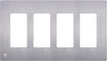 ENERLITES Elite Series Screwless Decorator Wall Plate Child Safe Outlet Cover, Gloss Finish, Size 4-Gang 4.68" H x 8.30" L, Unbreakable Polycarbonate Thermoplastic, SI8834-BSV, Brushed Silver