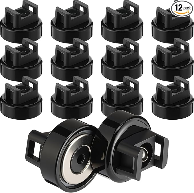 Yookeer 12 Pieces Magnet Zip Tie Mount 22 mm Heavy-duty Magnetic Zip Tie Mounts 22LBS Strong Multipurpose Wire Cable Holder Mount for Home Office Wire Management Marine Electrical Wiring