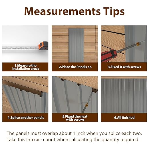 18 Pcs Metal Roofing Panels, L43.3×W17.72 Inch Corrugated Galvanized Roofing Panels Metal Siding Panels with Steel Screws for Pergola, Gazebo, Shed, Outdoor Storage, Chicken Coop, Patio,Garages (Grey)