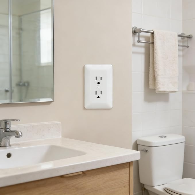 ZEFTV 6 Pack Duplex Outlet Covers Wall Plates 1-Gang Switch Outlet Electrical Cover Plate Unbreakable Thermoplastic Faceplate for Light Receptacle Outlet Switch, Glossy White