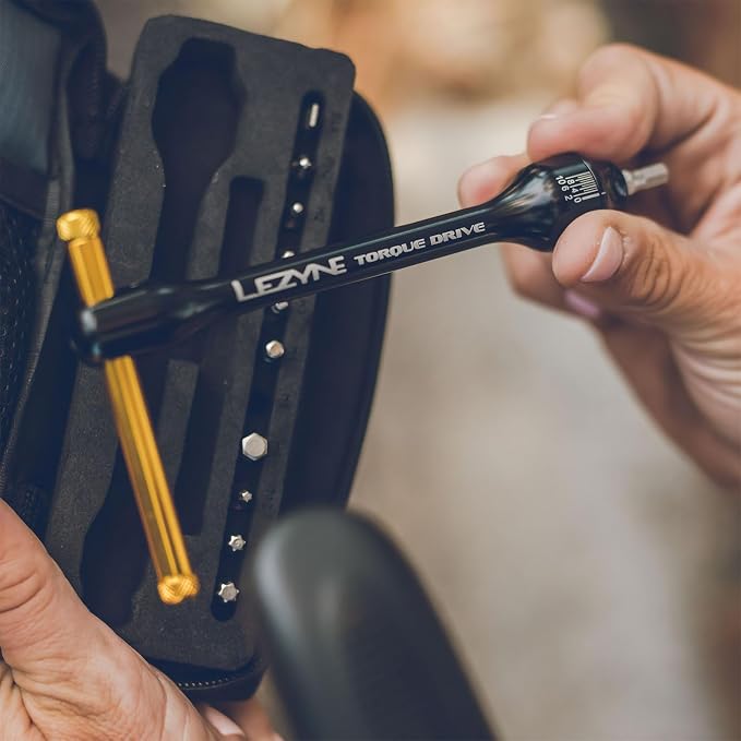 LEZYNE Torque Drive Bike Multi-Tool, CNC Machined Aluminum, Magnetic Hold, 11 Interchangeable Bits, Cross-Head & Flathead, Compact, Portable Bicycle Torque Wrench Kit
