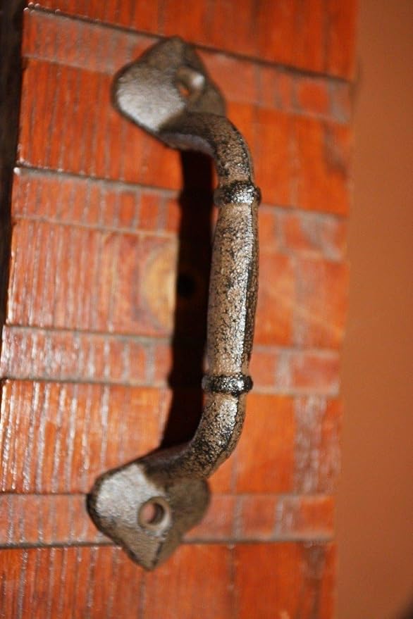 10 Kitchen Cupboard Pulls 4 3/8 Center, 5 3/8 L, Cast Iron Americana Rustic Country, HW-64