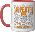 This Carpenter Knows How To Use Woodwork Carpentry Carpenter Ceramic Mug, Red/White