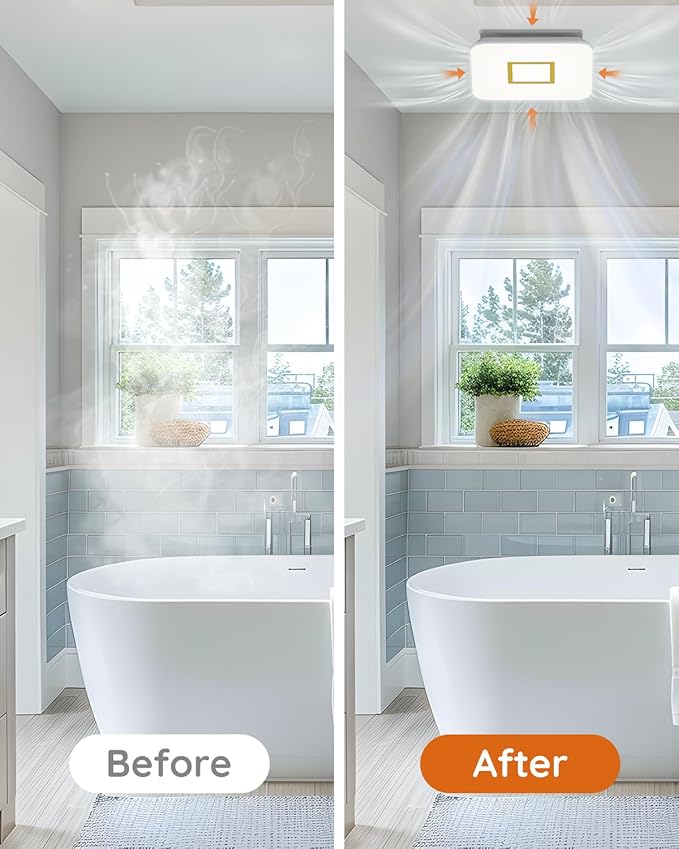 Fitop Bathroom Fan with Light,110CFM 1.0 Sones 1200lm LED Light 3000K/4000K/5000K Selectable,120V 43W Quiet Bathroom Ventilation Exhaust Fan for Shower/Restroom/Office/Home(gold)
