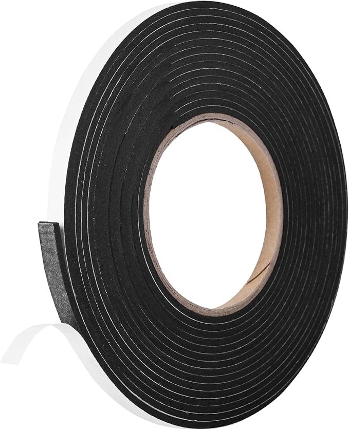Kikerike Self Adhesive Foam Tape Weatherstrip 1/4In x 1/8In x 13Ft High Density Foam Insulation Strips Seal Weather Stripping with Strong Adhesive for Door and Window Sound Isolation Soundproofing