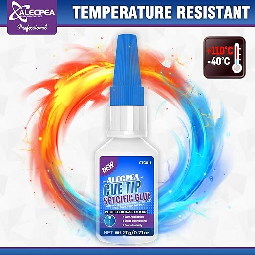 ALECPEA Quick Dry Pool Cue Tip Glue, 20g Glue for Billiard Cue Tip Repair & Maintenance