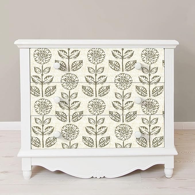 Wudnaye Floral Peel and Stick Wallpaper Vintage Tulip Floral Wallpaper 17.7in×393.7in Flower Farmhouse Contact Paper Peel and Stick Neutral Self Adhesive Removable Vinyl Wall Paper for Kitchen Bedroom