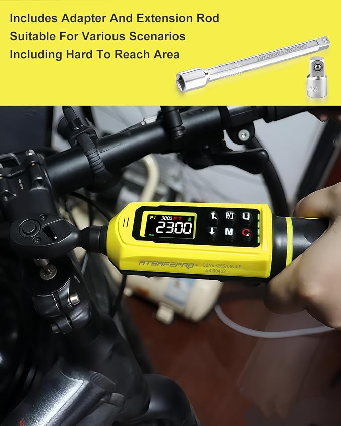 Digital Torque Wrench 1/4 Inch Drive, 4-265.6 in.lbs with Display & 5 Units, ±2% Accuracy, Vibration/Buzzer/LED Alert, Peak/Track Mode, inch Pound Torque Wrench for Bike, Auto, Home Repair