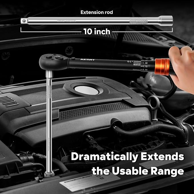 Kerry 3/8" Spark Plug Torque Wrench Set, 14mm 16mm Magnetic Swivel Sockets | 5-45 ft-lb 10-Piece Kit with 5/8", 3/4", 13/16", 14mm, 18mm 6-Point Sockets, Extension and Universal Joint for Easy Removal