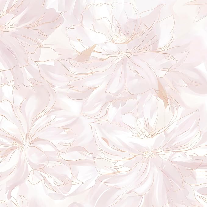 393"x17.3" Peel and Stick Wallpaper Pink Floral Boho Cute Contact Paper Pink Girly White Flower Wallpaper Removable Dorm Girls Wall Paper Self Adhesive Modern Kitchen Bedroom Vinyl Roll