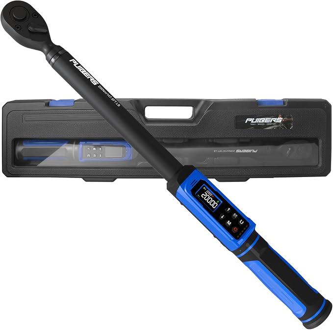 1/2" Digital Torque Wrench 2.2-147.5 Ft.lb/ 3-200 Nm， Digital Electronic Torque Wrench ±1% Accuracy, 5 Units LCD Screen with Buzzer & LED Alarm for Cars,Motorcycles,Bicycle