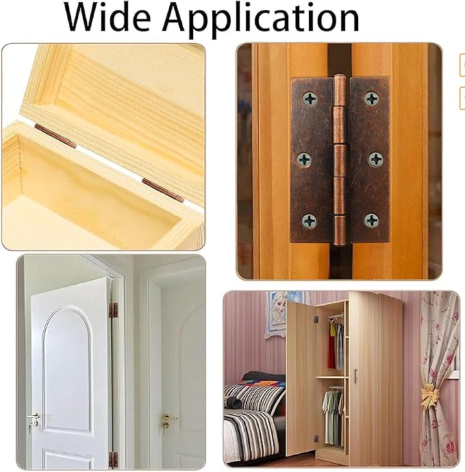 10 Pcs 2.5 Inch Red Bronze Door Hinge Cabinet Hinge - Reliable Red Bronze Ball Bearing Butt Hinges for Windows, Cabinets, and Outdoor Use - Includes Mounting Screws