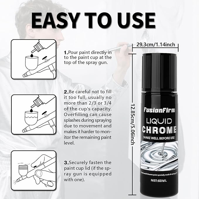 Liquid Leaf Paint - Alcohol-Based Airbrush Paint - High Gloss Finish Silver 2 Fl Oz