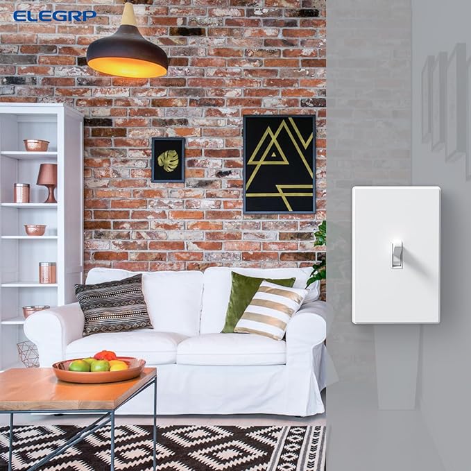 ELEGRP 1-Gang Screwless Toggle Wall Plates, Mid-Size Unbreakable Thermoplastic Faceplate Cover for Toggle Wall Switch & Dimmer Switch, UL Listed (10 Pack, Matte White)