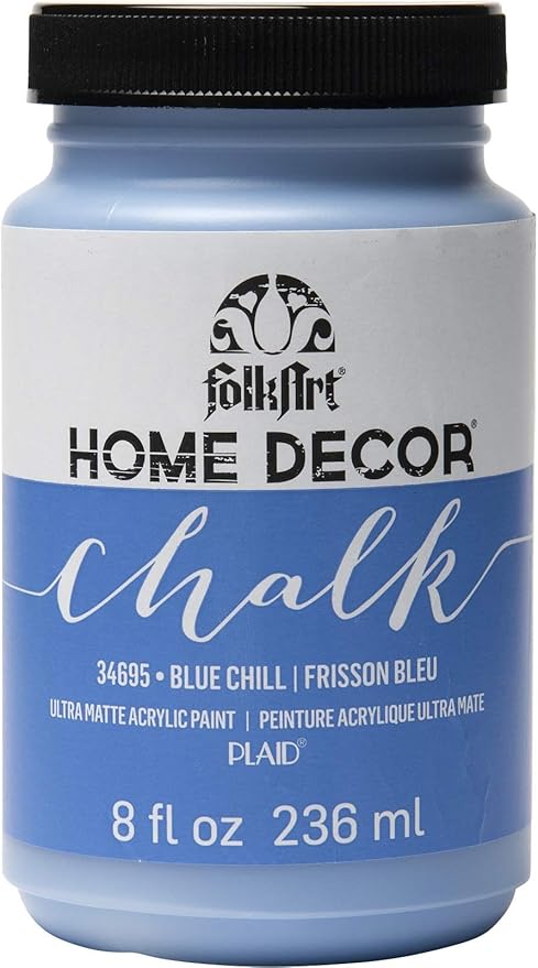FolkArt Home Décor Chalk Finish Acrylic Paint, 8oz, 8 ounce, Blue Chill