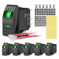 Nilight 6 Pack Rocker Switches with Night Glow Stickers 5 PIN SPST Rocker Switches with Green Backlit 12V/24V Toggle Switches for Cars Trucks RVs Boats Auto Motorcycles,2 Years Warranty