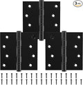 KOLET Ball Bearing Door Hinges, 4 x 4 Inches Door Hinges, Square Corner Heavy Duty Hinges, Commercial Grade Stainless Steel, Smooth and Non Removable Pin, Matte Black, 3 Pack
