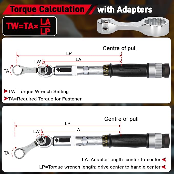 12PCS Metric Torque Adapter Set, 10–19mm Torque Wrench Extension Adapter, 3/8" Drive, 12 Point Box End Torque Wrench Adapter Set, Chromium Vanadium Steel with 1/2" & 1/4" Adapters