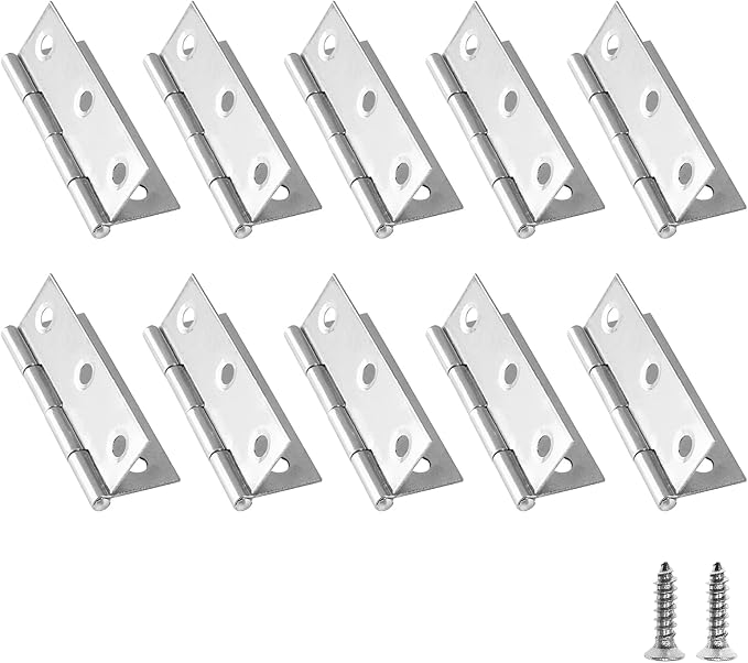 Biaungdo 10 Pack 2.5 Inch Butt Hinge, Stainless Steel Folding Butt Hinges, Cabinet Mini Hinges Small Box Hinges Door Hinge Rectangle