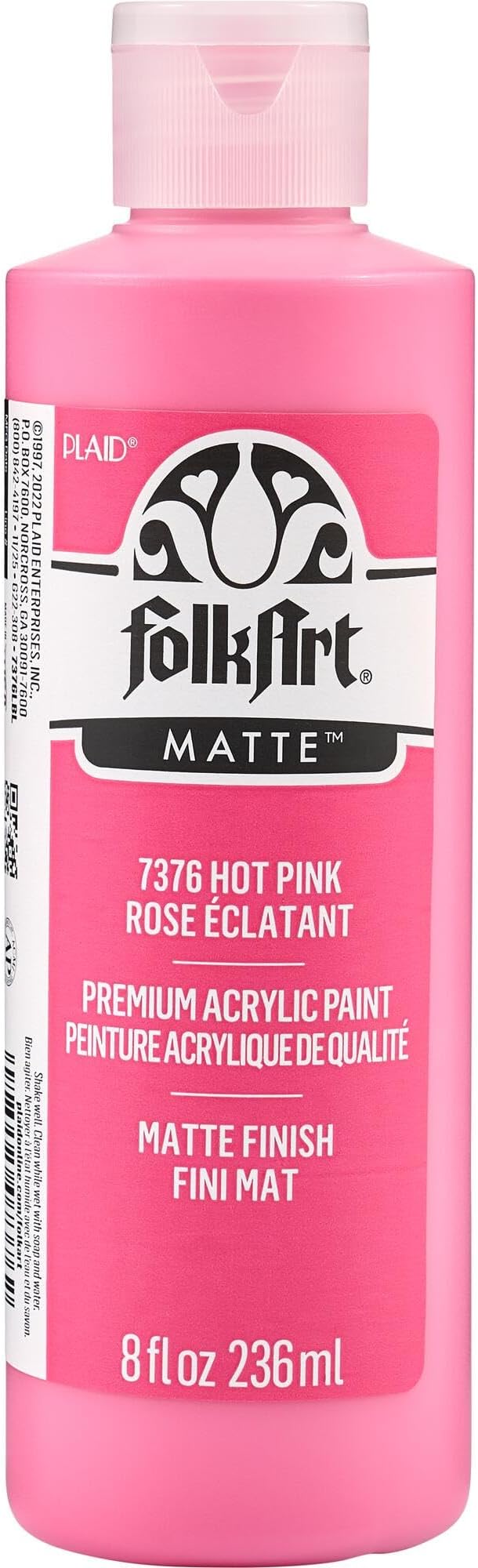 FolkArt Acrylic Craft Paint, Matte Finish, Hot Pink, 8 fl oz
