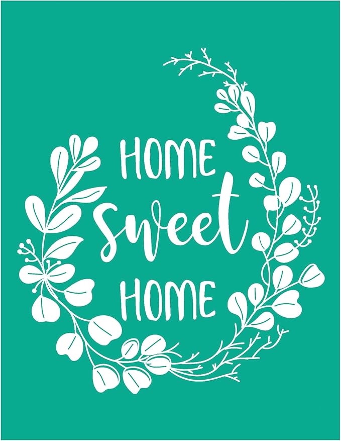 Home Sweet Home Screen Stencil, Chalk Paint Screen Transfer, Reusable Self-Adhesive Screen Printing Stencils for Wood, Fabric, Pillows, Walls DIY Home Decor.