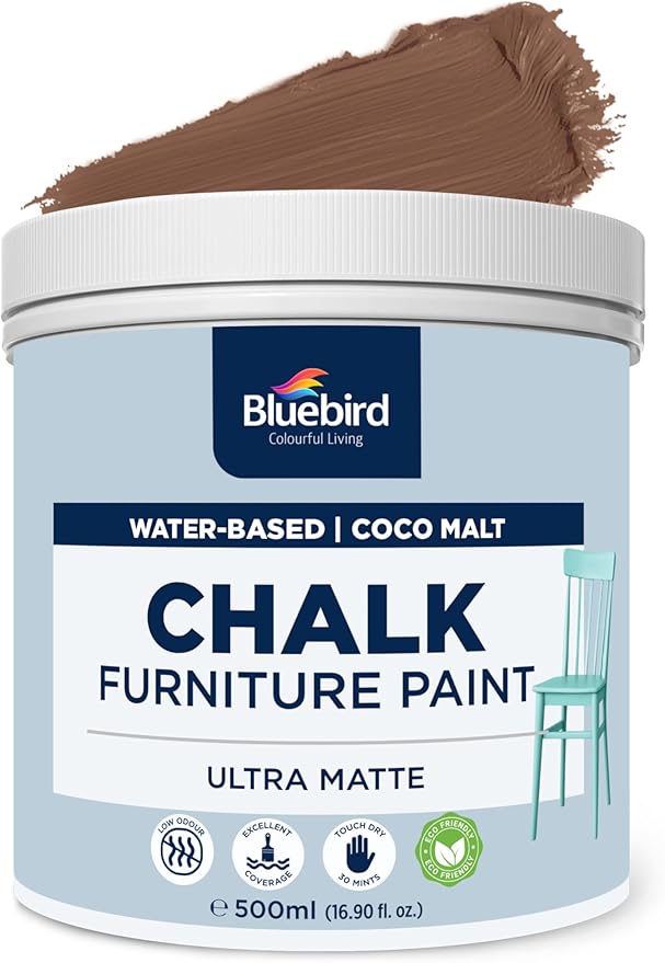 BLUEBIRD Chalk Furniture Paint - 500 ML / 16.9 fl oz for Furniture, Home Décor, Cabinets, and More (Coco Malt)