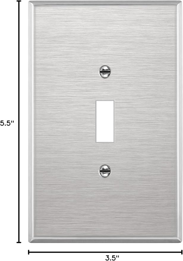 ENERLITES Toggle Light Switch Metal Wall Plate, Corrosion Resistant, Over Size 1-Gang 5.5" x 3.5", 7711O, 430 Stainless Steel, UL Listed, Silver