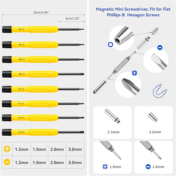 Upgraded All-in-One Magnetic Eyeglass Repair Tool Kit with Screws, Glasses Fixing Kit with Precision Screwdriver Set, Eyeglass Nose Pads and Tweezer for Travel, Gift, Christmas