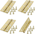 4pcs Brass Hinges, Surface Polished Mini Bifold Door Hinges for Cabinets & Furniture