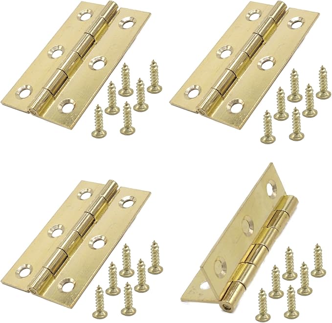4pcs Brass Hinges, Surface Polished Mini Bifold Door Hinges for Cabinets & Furniture