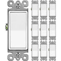 BESTTEN 10 Pack Single Pole Decorator Wall Light Switch, 15A 120/277V, Paddle Light Switch, On/Off Rocker Interrupter, UL Listed, White