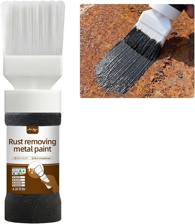 Black 2-in-1 Rust Converter & Touch Up Paint, 6.35 Fl oz, Rust Inhibitor & Anti-Rust Coating for Metal, Automotive, Chassis, UV Resistant