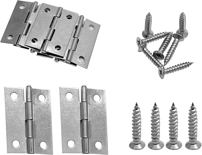 8Pcs 1.5 Inch 304 Stainless Steel Butt Hinges, Sliver Jewelry Box Hinges Small Cabinet Hinge Square Door Hinge Folding Craft Heavy Duty for Furniture Cupboard Drawer