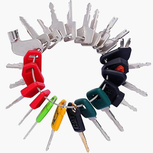 Multi Type Heavy Equipment Master Keys, 22 Contractor Machinery Ignition Excavator Keys Fit CAT 5P8500 JCB 14607 Kubota Takeuchi Komatsu 787 Volvo Yanmar John Deere Hyster Hitachi H806