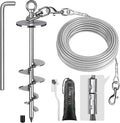SELEWARE Dog Tie Out Cable and Stake, Dog Anchor with 30FT Heavy Duty Cable | 17" Long Anti-Rust Heavy Duty Dog Stake for Large Dogs up to 220 lbs, Easy Install with Twist Rod for Yard, Camping Outside