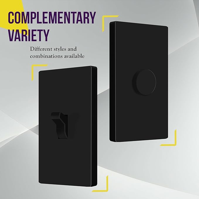 ENERLITES Screwless Toggle Switch Wall Plate, Child Safe Light Switch Cover, Standard Size 1-Gang 4.68" x 2.93", Unbreakable Polycarbonate Thermoplastic, UL Listed, SI8811-BK5P, Glossy, Black, 5 Pack