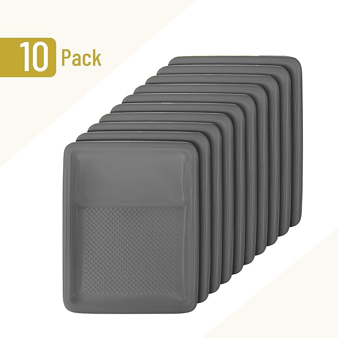 Bates- Paint Tray Liner, 9 Inch, 10 pcs, Grey Paint Pans Trays, Plastic Paint Tray, Roller Tray Liners